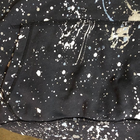 Abercrombie & Fitch Mens Large Blue White Paint Splatter Pullover Hoodie Art Y2K - Picture 7 of 15